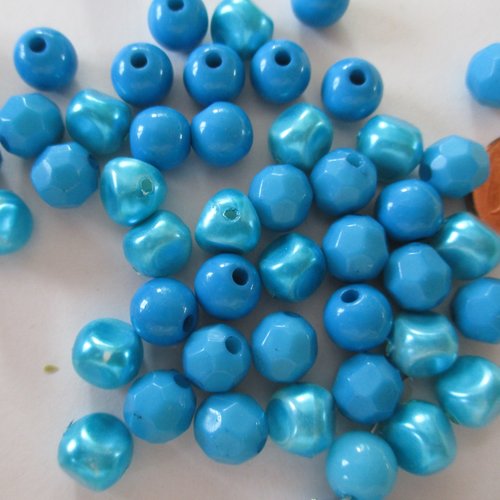 45 perles en mélange de couleur bleu - ø 6/ 7  mm- 2858347