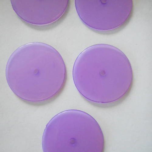 5 perles plates de couleur mauve - 32 mm - 8983177