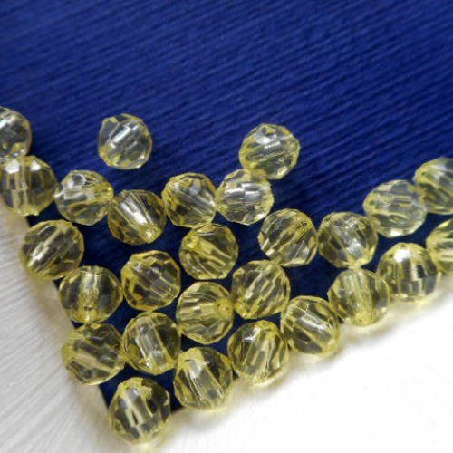 30 petites perles plastique transparente jaune  - 5 mm - 8687273