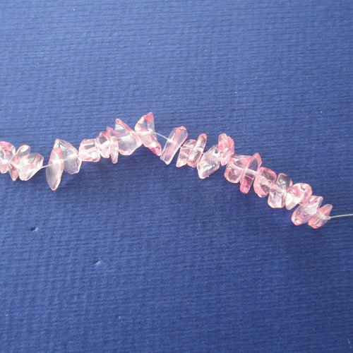 20 perles chips en verre de couleur rose pâle - 4 à 6 mm - 3822759
