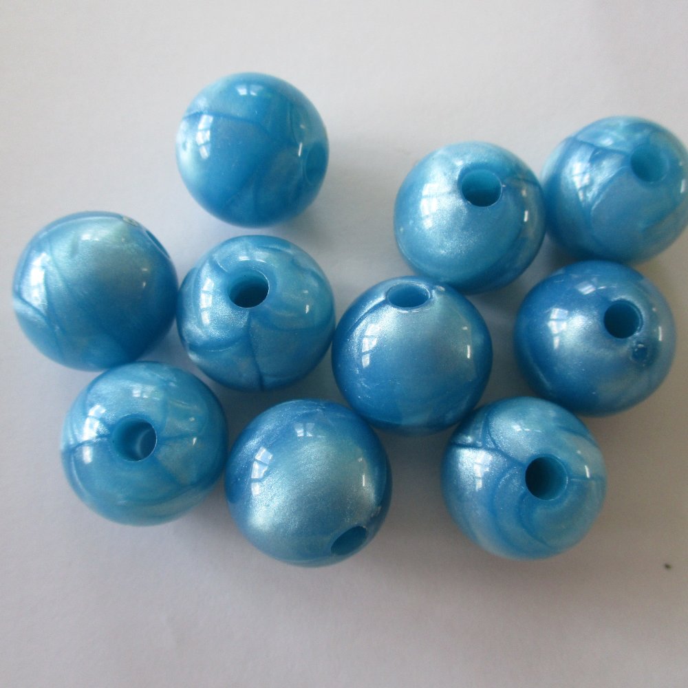 10 perles plastique de couleur bleu - 15 mm - 3460762 - Un grand marché