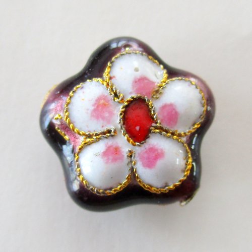 7 perles en métal cloisonnée en forme de fleur - 16 mm - 3725770