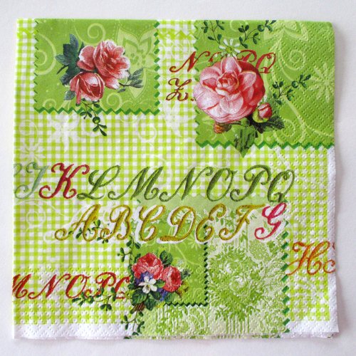 3 serviettes en papier à décor fleuri - 33 x 33 cm - 3 plis