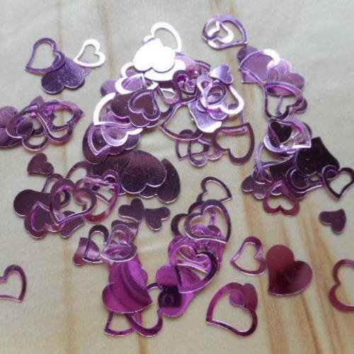 10 g de confetti pailleté de table en forme de coeur de couleur mauve - 015 gm