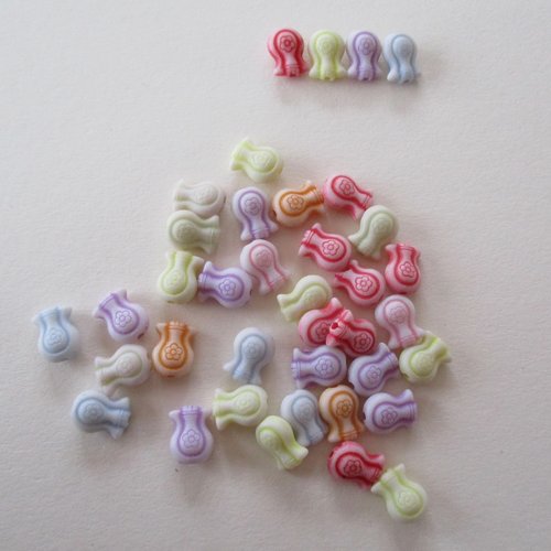 35 perles plastique pieuvre ou méduse ou animal marin mythique multicolore  - 3521254