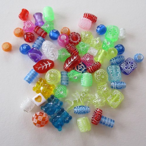 50 perles plastique mélange multicolore  - 3521256