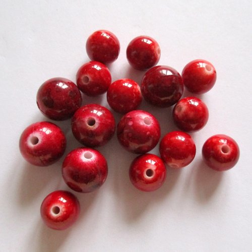 16 perles plastique rouge 2 tailles - ø 10 et 12 mm - 3660273