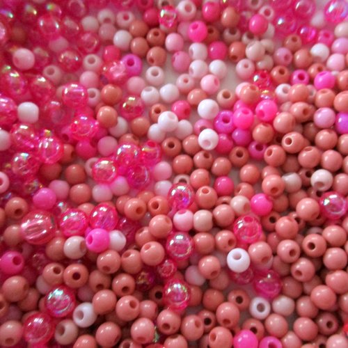 20 g  de petites perles plastiques roses - 3.5  et 4.5 mm  - 3669815