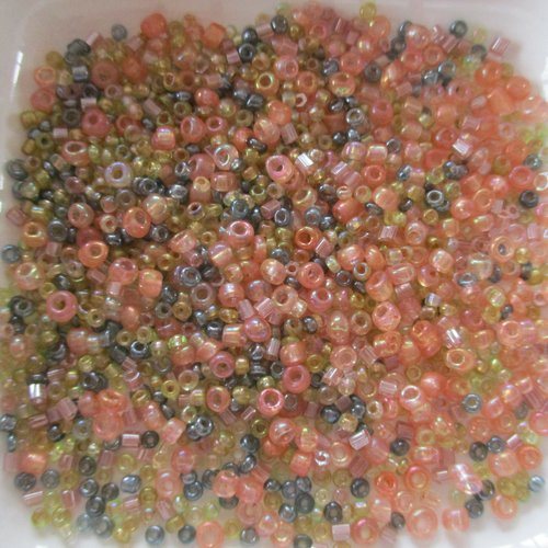 20 gr de perles de rocaille en mélange rose, noir, jaune - 2.5 à 3.5 mm - 3672518