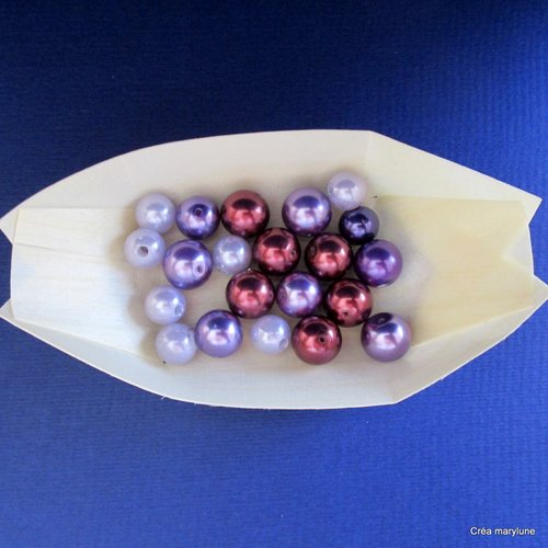 15 grosses perles rondes en plastique en mélange de mauve nacré - 10 et 12 mm - 3751960