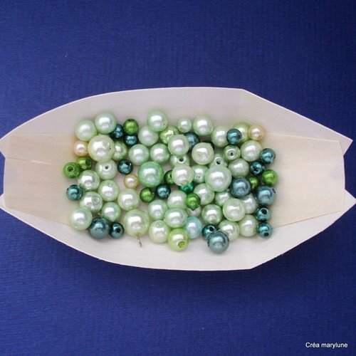 50 petites perles rondes en plastique et en verre en mélange de vert - 10 à 6 mm - 3751962