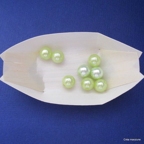 8 perles rondes en plastique et en verre en mélange de vert - 12 mm - 3751963