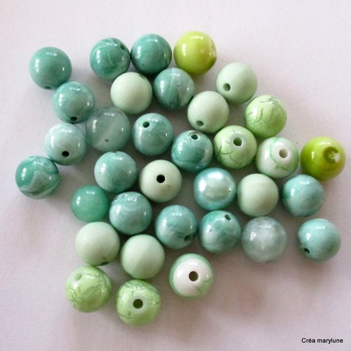 Mélange de 25 perles en plastiques couleurs verte - 10 mm -  3789503