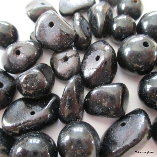 Mélange de 15 perles en verre de couleur noire - 3789506