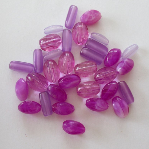 Mélange de 30 perles tubes en plastique de couleur mauve - 13 mm - 3789508