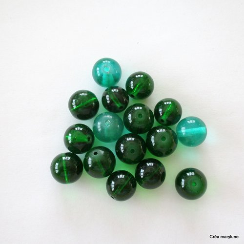 16 perles rondes de couleur verte transparent - 12 mm - 3791418