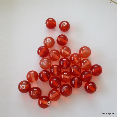 25 perles rondes de couleur orange transparent - 12 mm - 3791418
