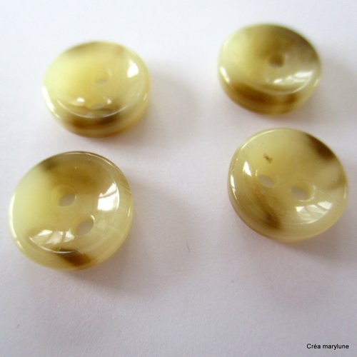 4 boutons plastique 2 trous couleur beige et marron - 10 mm - 3795438