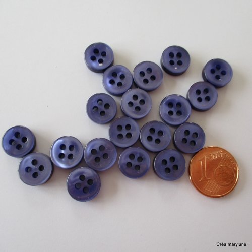 15 petits boutons plastiques de couleur bleue - 10 mm - 3804125