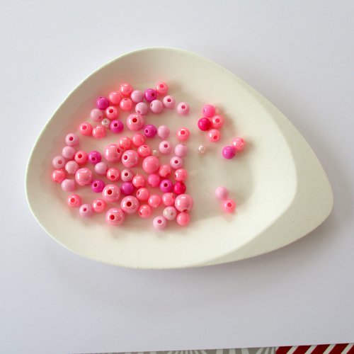 50 perles roses en mélange de couleur et de taille - 8 et 6 mm - 3822755