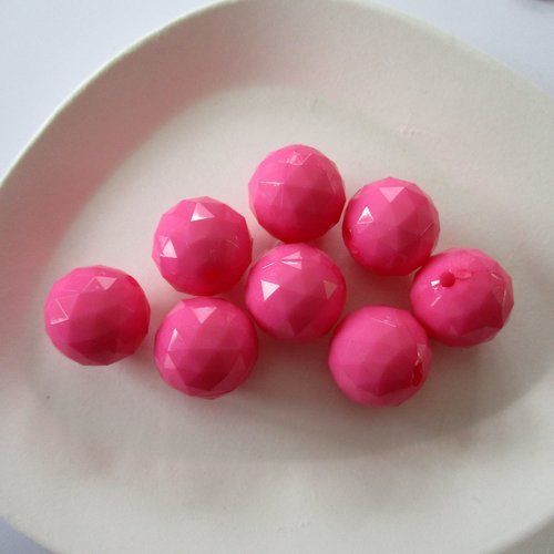 8 perles plastique de couleur rose - 15.5 mm - 3857147