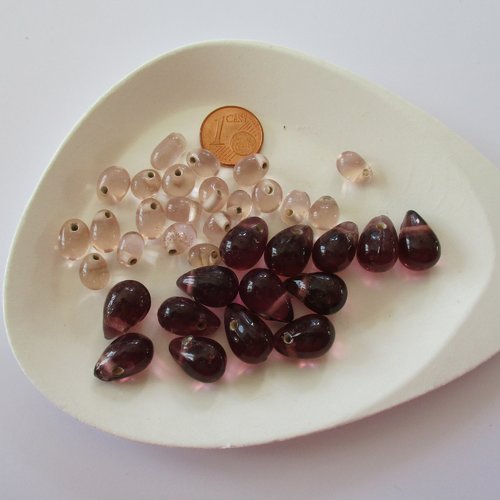 20 petites perles goutte en verre transparent et 14 grosses perles gouttes - 3868351