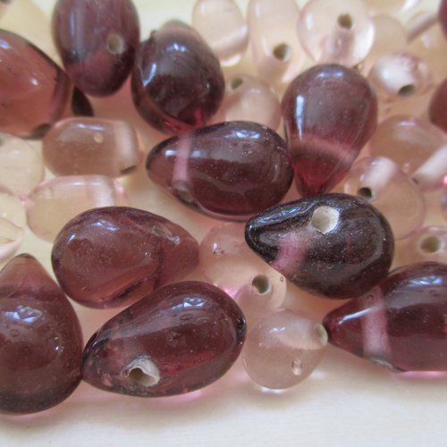 20 petites perles goutte en verre transparent et 14 grosses perles gouttes - 3868351