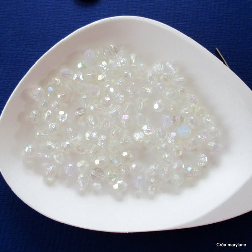 80 perles plastique transparentes à facettes - 6 mm - 3943368