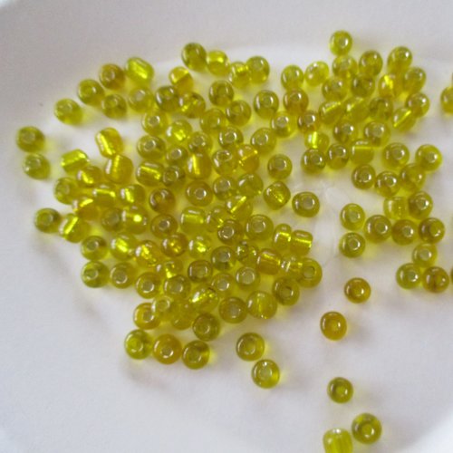 10 gr de perles de rocaille transparentes jaune dorée- ± 5 mm - 4046498