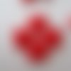 10 boutons plastique plats en forme de cœur rouge - 11.5 mm - 4051626