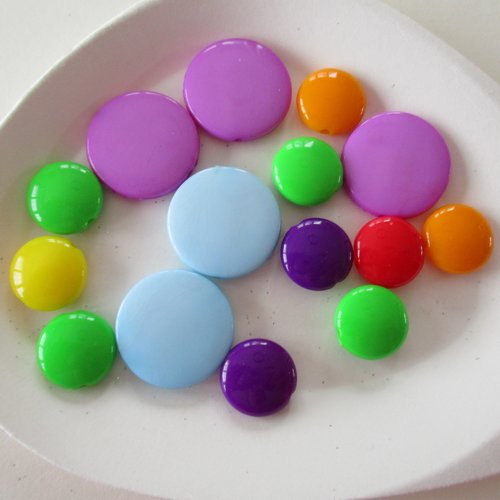 15 mélange de perles multicolores en forme de palet - 13.5 et 21 mm - 4102742