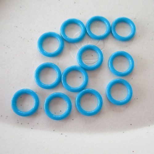 12 petits anneaux plastique de couleur bleue - 9 mm - 4102743