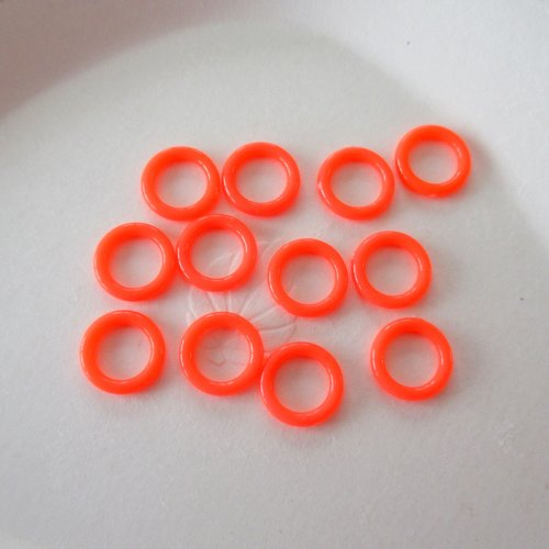 12 petits anneaux plastique de couleur orange - 9 mm - 4102746