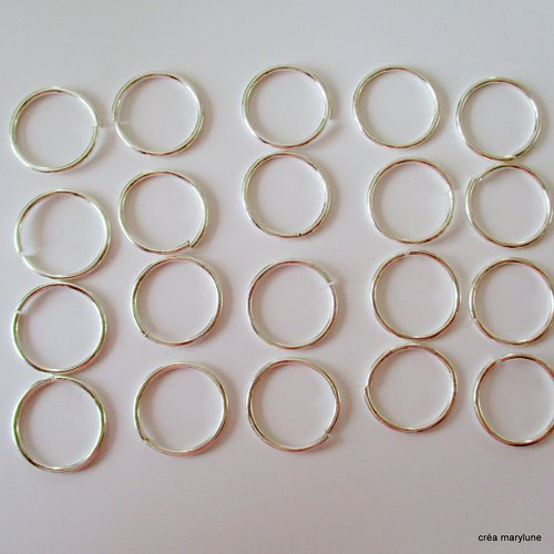 20 anneaux ronds métal argenté - 22 mm - 4555281