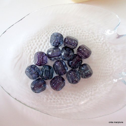 10 perles violet/bleu triangulaire - 16 mm -  4555282