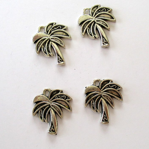 4 breloques en forme de palmier - 19.5 x 17.5 mm
