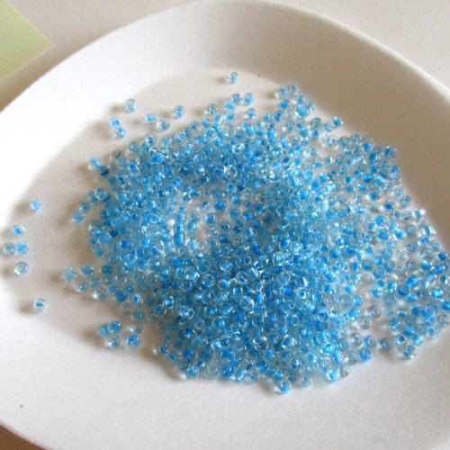 10 g de perles de rocaille transparentes dans les tons bleu - 4927079
