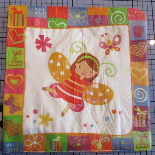 6 serviettes en papier avec dessin de petite fille abeille - 33 x 33cm 3 plis