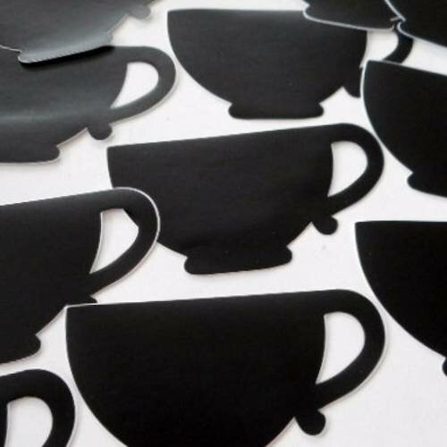 5 ombres de tasses autocollantes de couleur noire - 60  35 mm