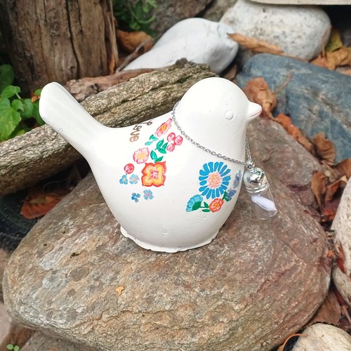 Oiseau blanc, taille s, décoration personnalisable tombe, cinérarium/columbarium