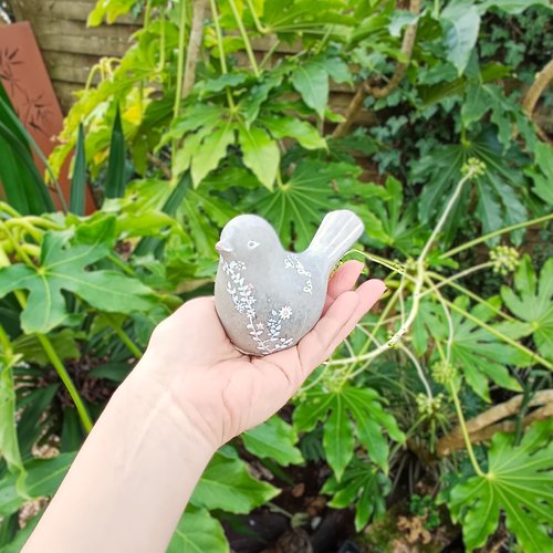 Oiseau en ciment tourterelle, taille s, décoration personnalisable tombe, cinérarium/columbarium