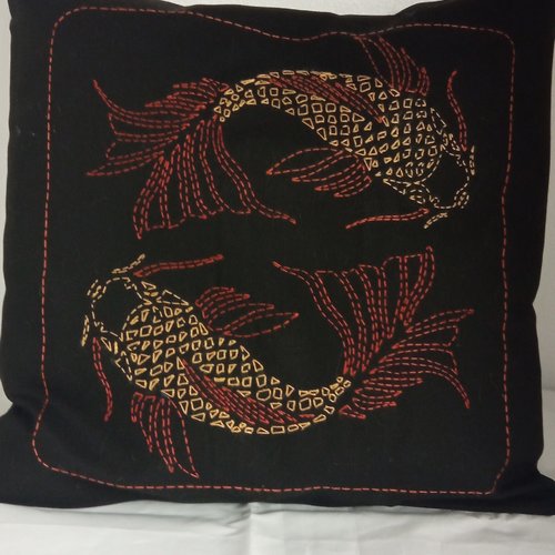 Housse de coussin broderie japonaise "sashiko"