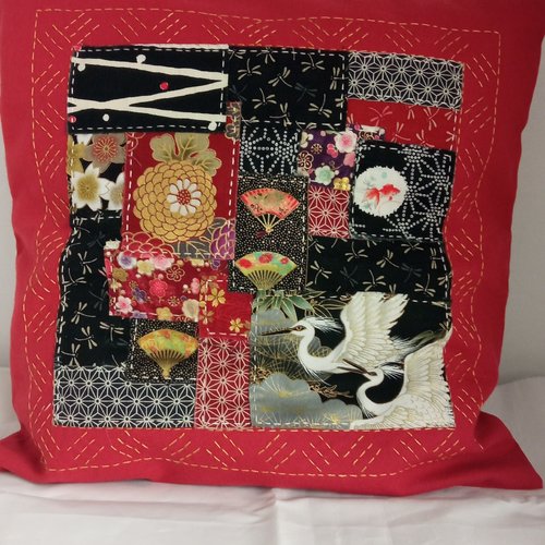 Housse de coussin "boro" et "sashiko"