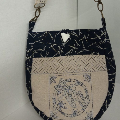 Sac bandoulière tissu japonais broderie sashiko