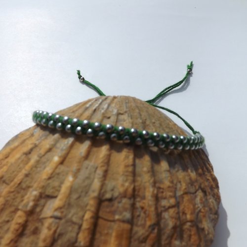 Bracelet chaîne boule vert foncé