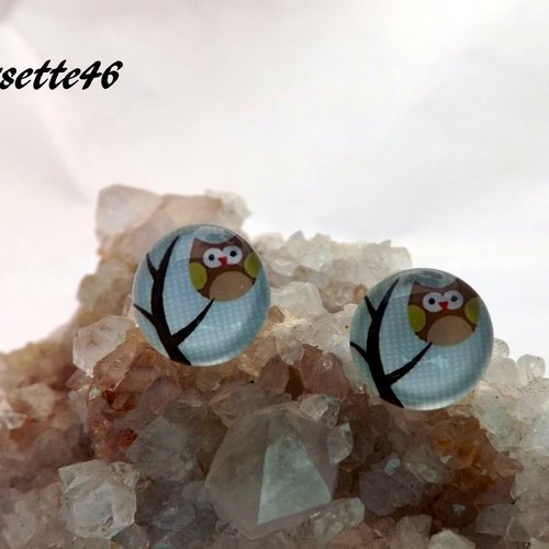 Boucles d'oreilles puces à cabochon