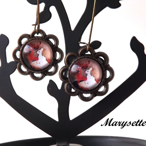 Boucles d'oreilles dormeuses à cabochon