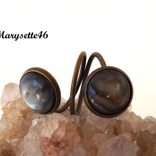 Bague à double cabochons