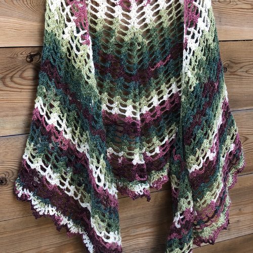 Chale artisanal crochet laine mohair fantaisie lurex