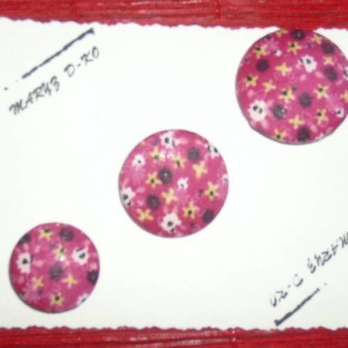 Boutons recouverts de tissu "trio liberty rose"